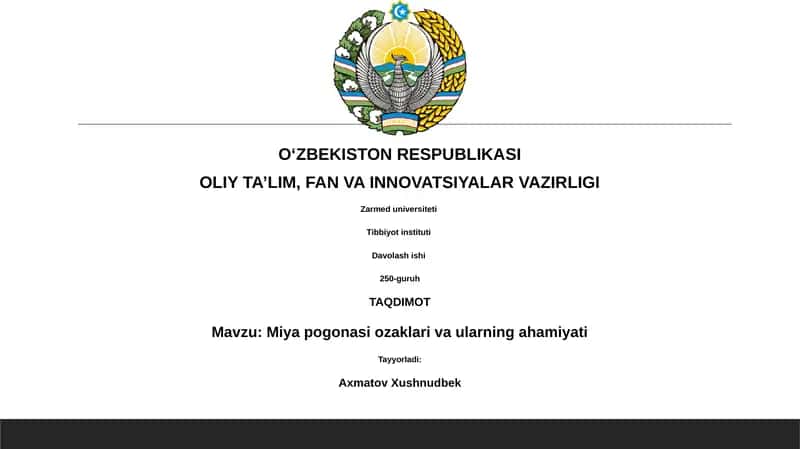 Miya pogonasi ozaklari va ularning ahamiyati