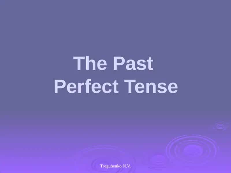The Past Perfect Tense