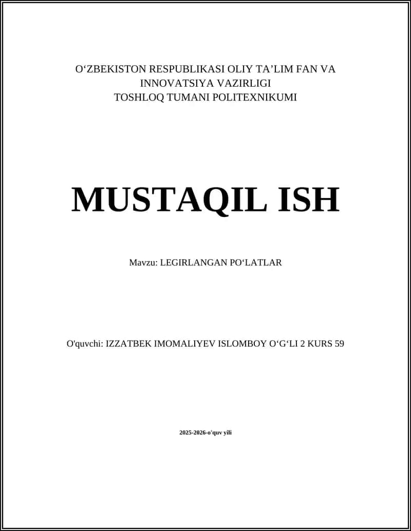 LEGIRLANGAN POʻLATLAR