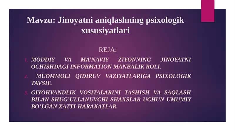 Jinoyatnianiqlash Psixologiyasi