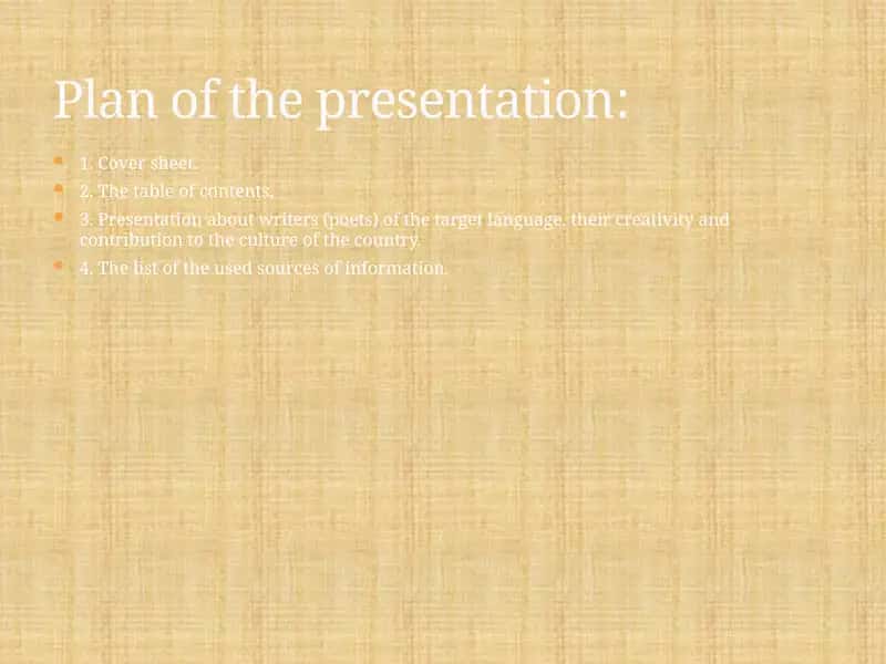 Presentation about English literature