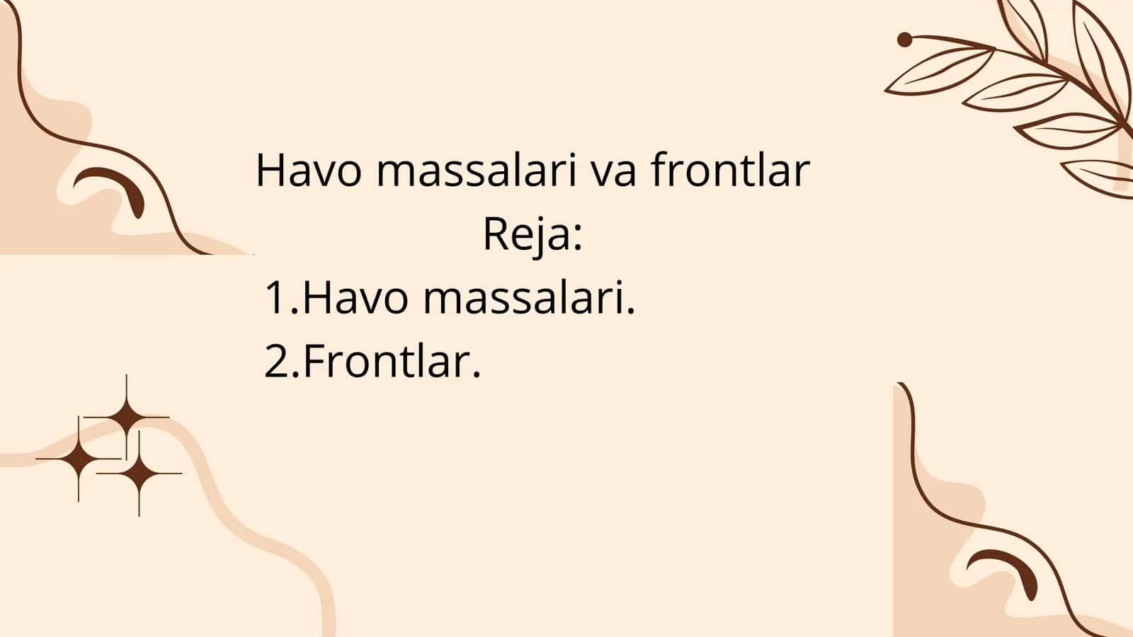 Havo massalari va frontlar