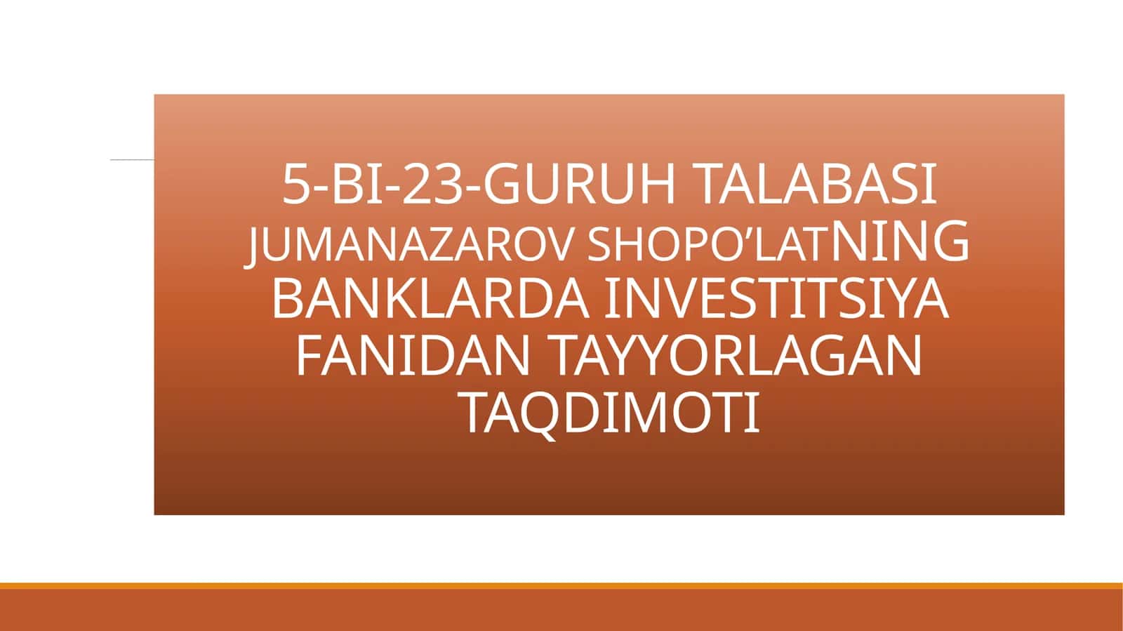 Banklarning investitsiya faoliyatida kapital qurilish