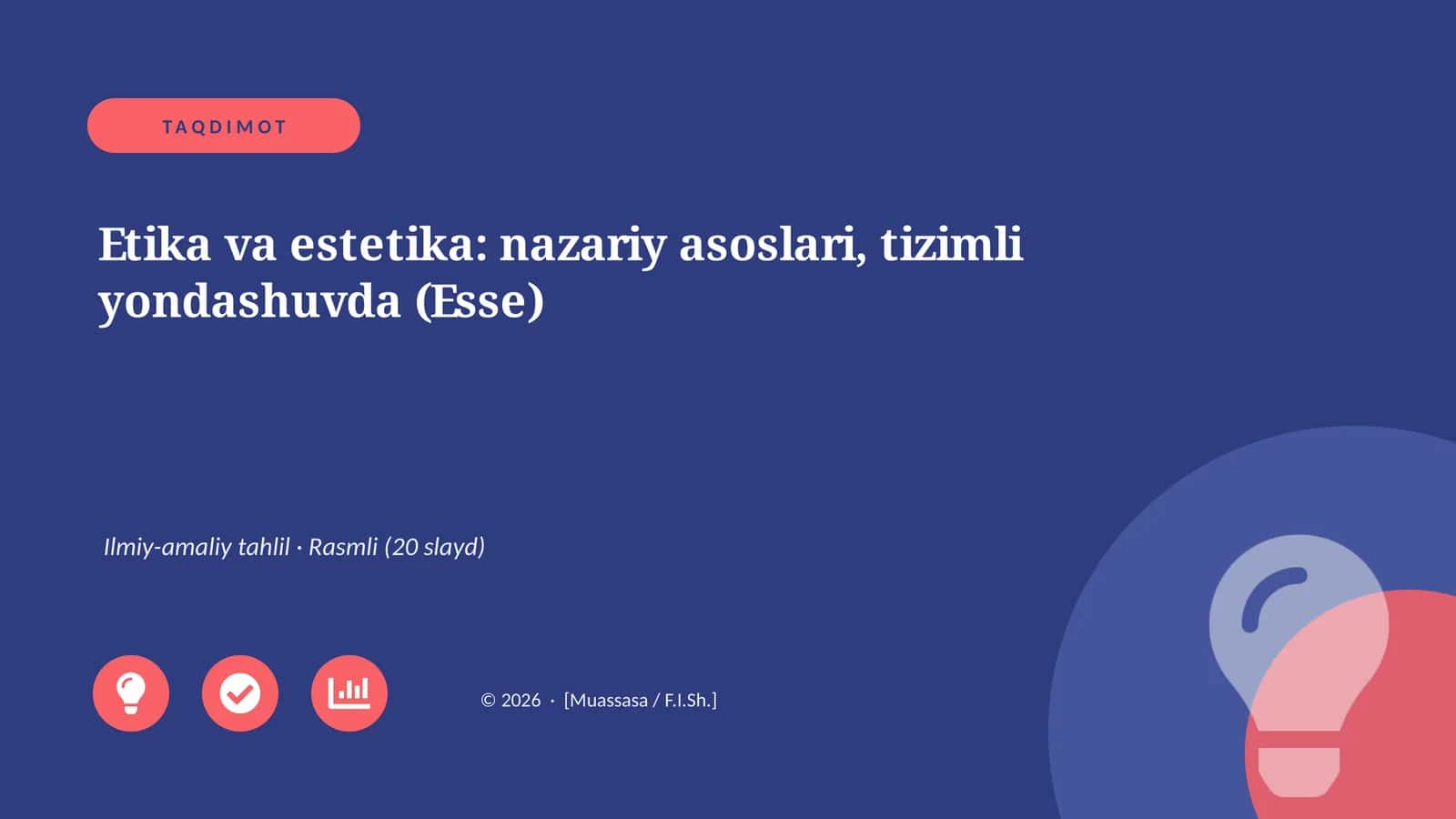 Etika va estetika: nazariy asoslari, tizimli yondashuvda (Esse)
