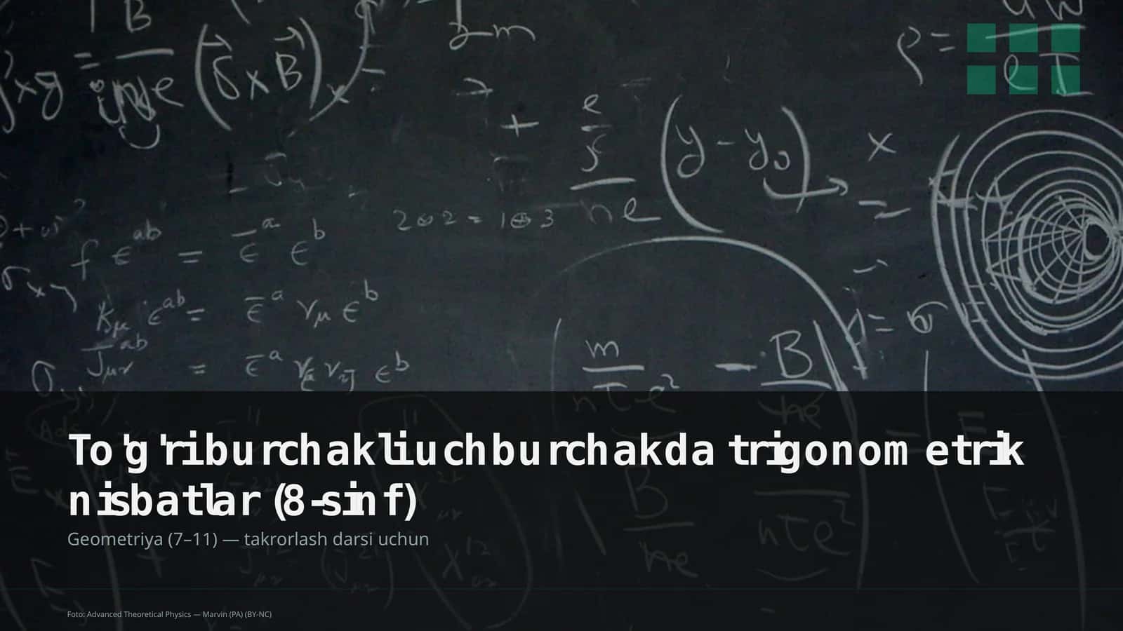 To'g'ri burchakli uchburchakda trigonometrik nisbatlar (8-sinf)
