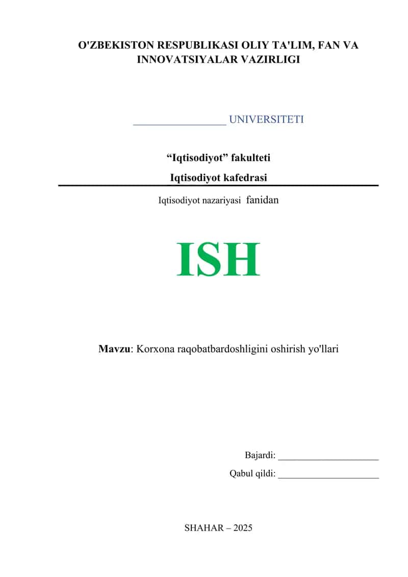 Korxona raqobatbardoshligini oshirish yo'llari