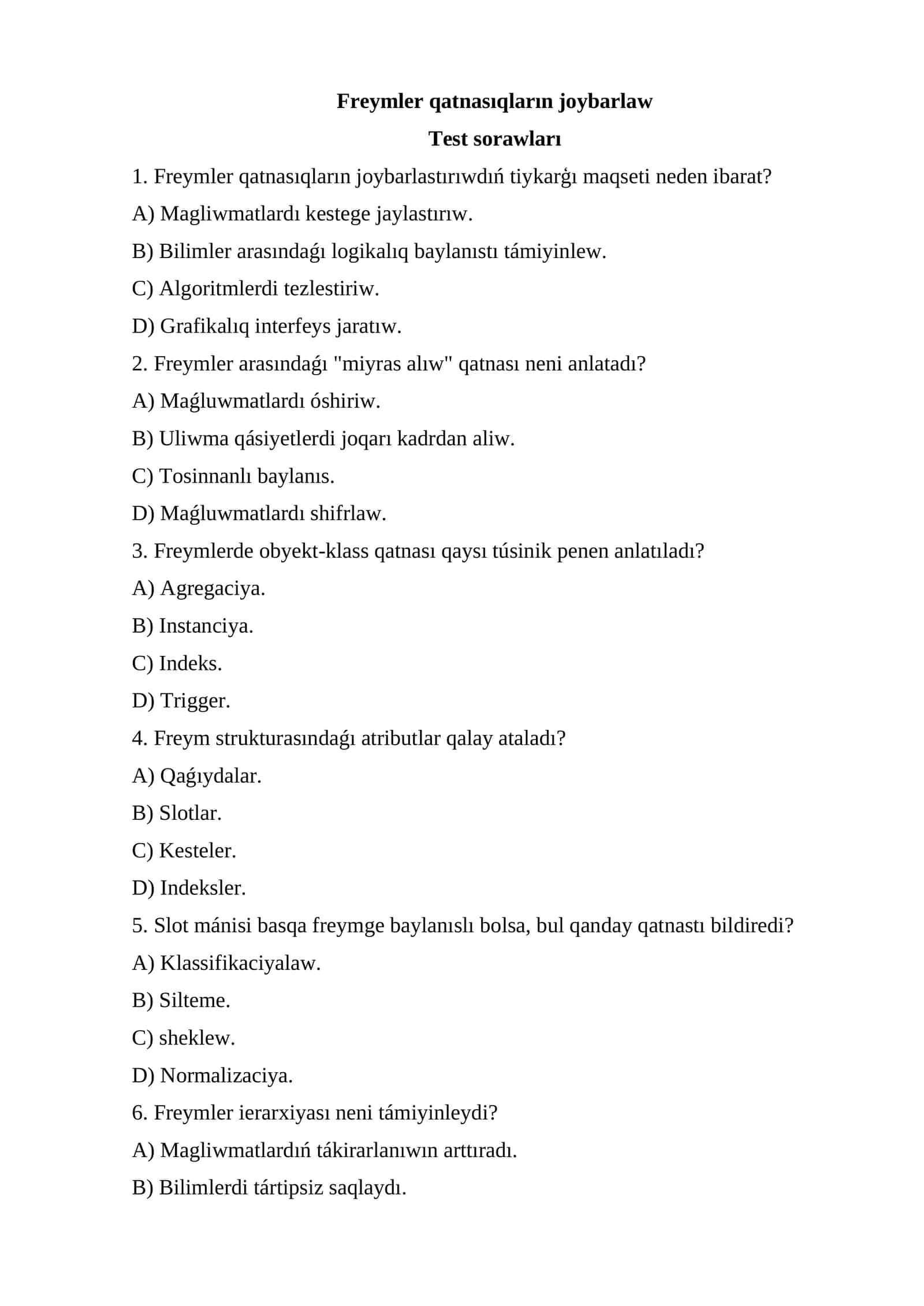 Freymler qatnasıqların joybarlaw