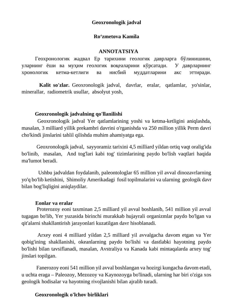 Geoxronologik jadval