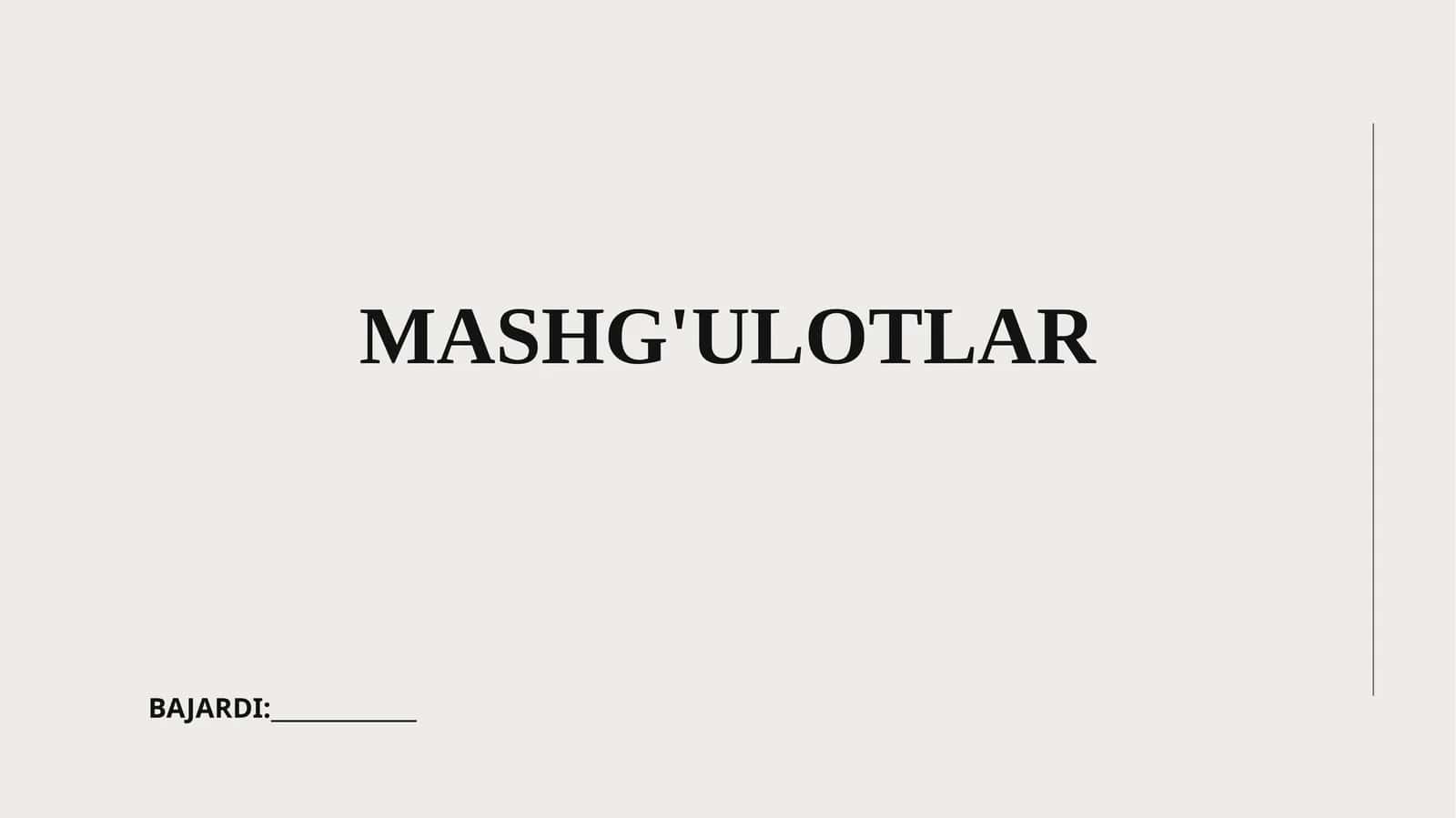 Mashg'ulotlar