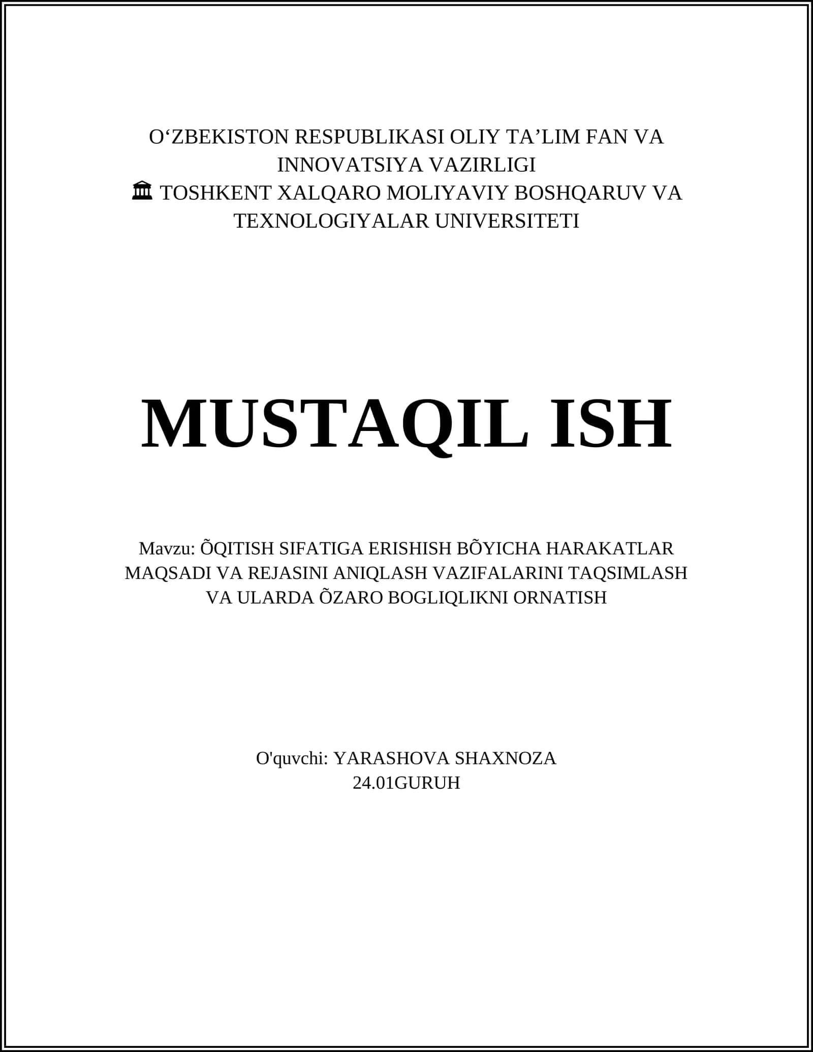 Harakatlar maqsadlarini aniqlash tamoyillari va mezonlari