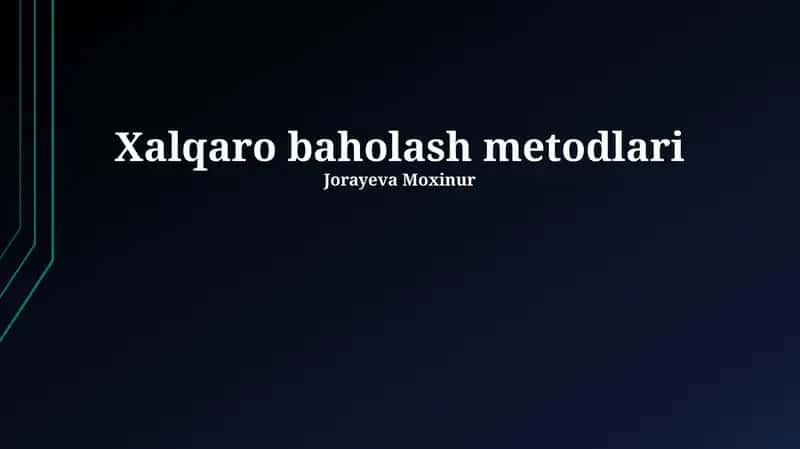 Xalqaro baholash metodlari