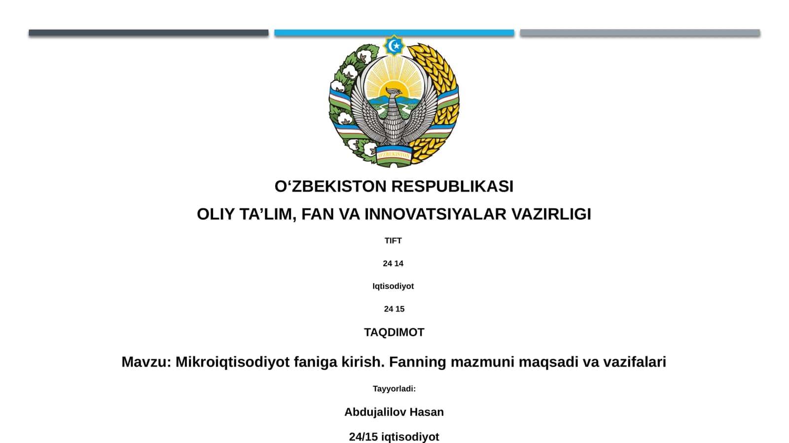Mikroiqtisodiyot faniga kirish