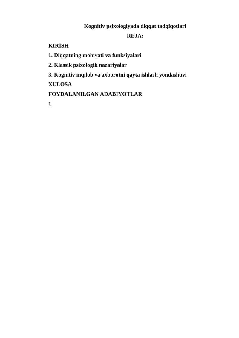 Kognitiv psixologiyada diqqat tadqiqotlari