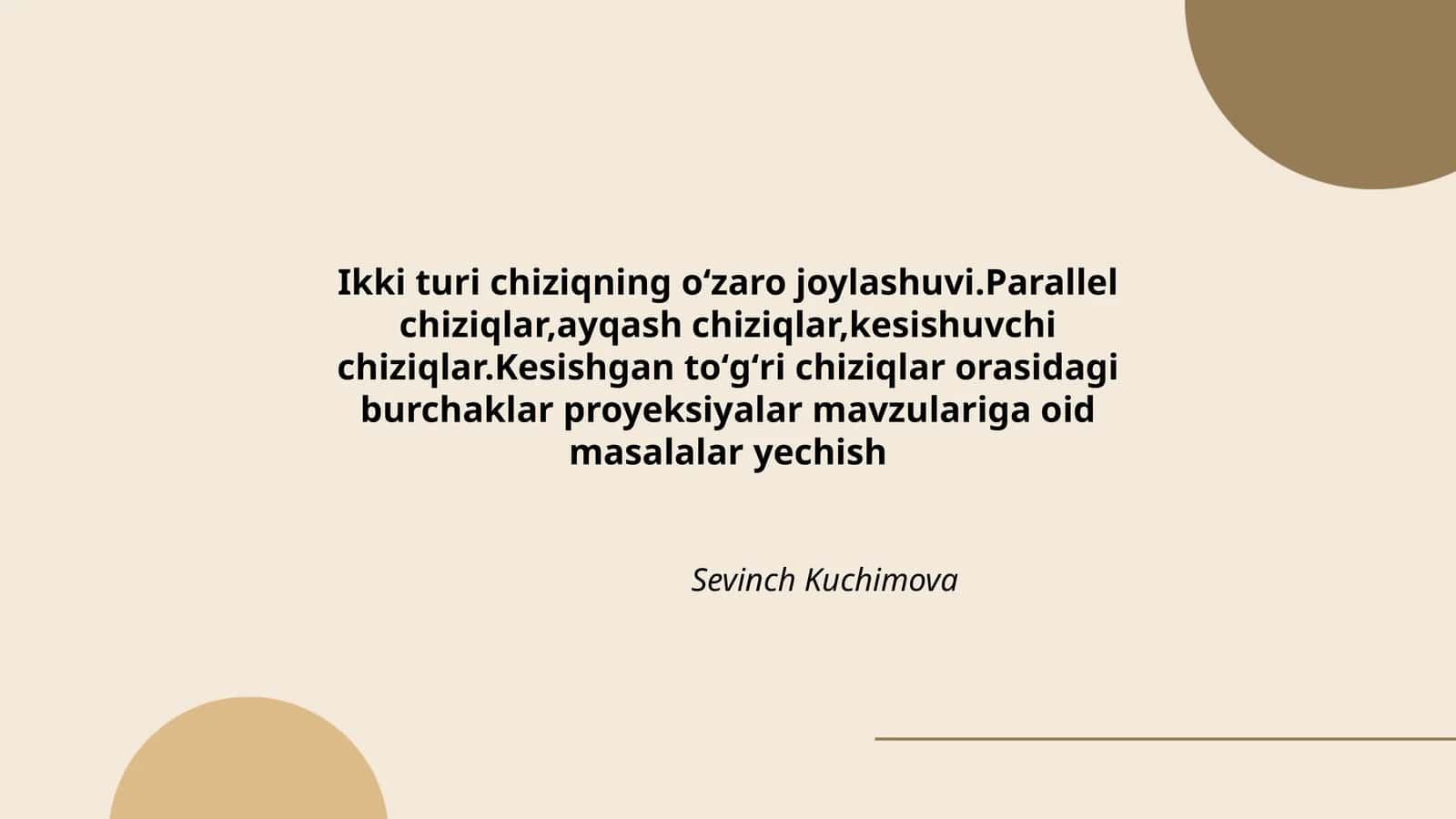 Paralel chiziqlar va burchaklar proyeksiyalari