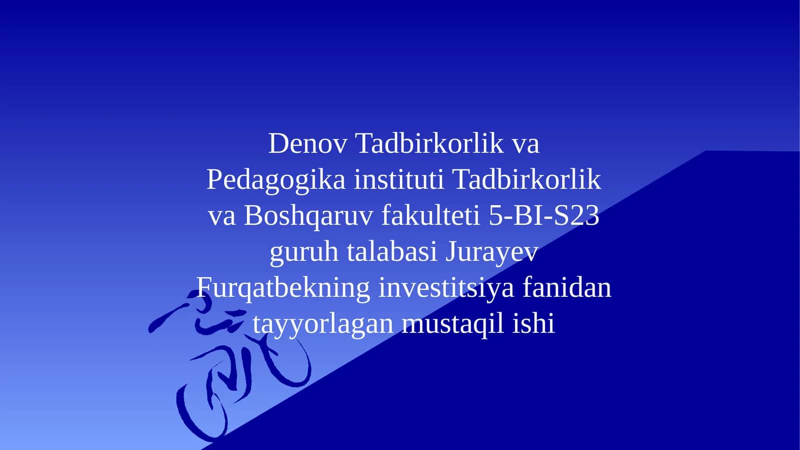 Investitsiya loyihasi tushunchasi