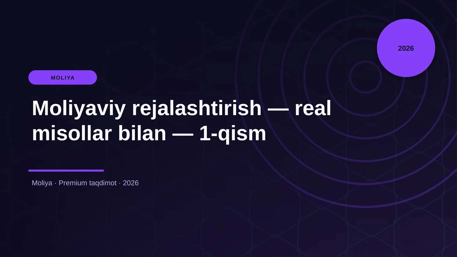 Moliyaviy rejalashtirish — real misollar bilan — 1-qism