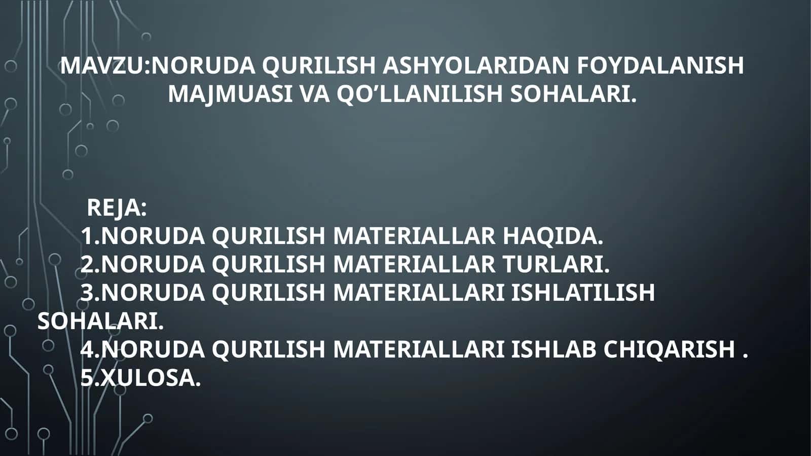 NORUDA QURILISH MATERIALLARI