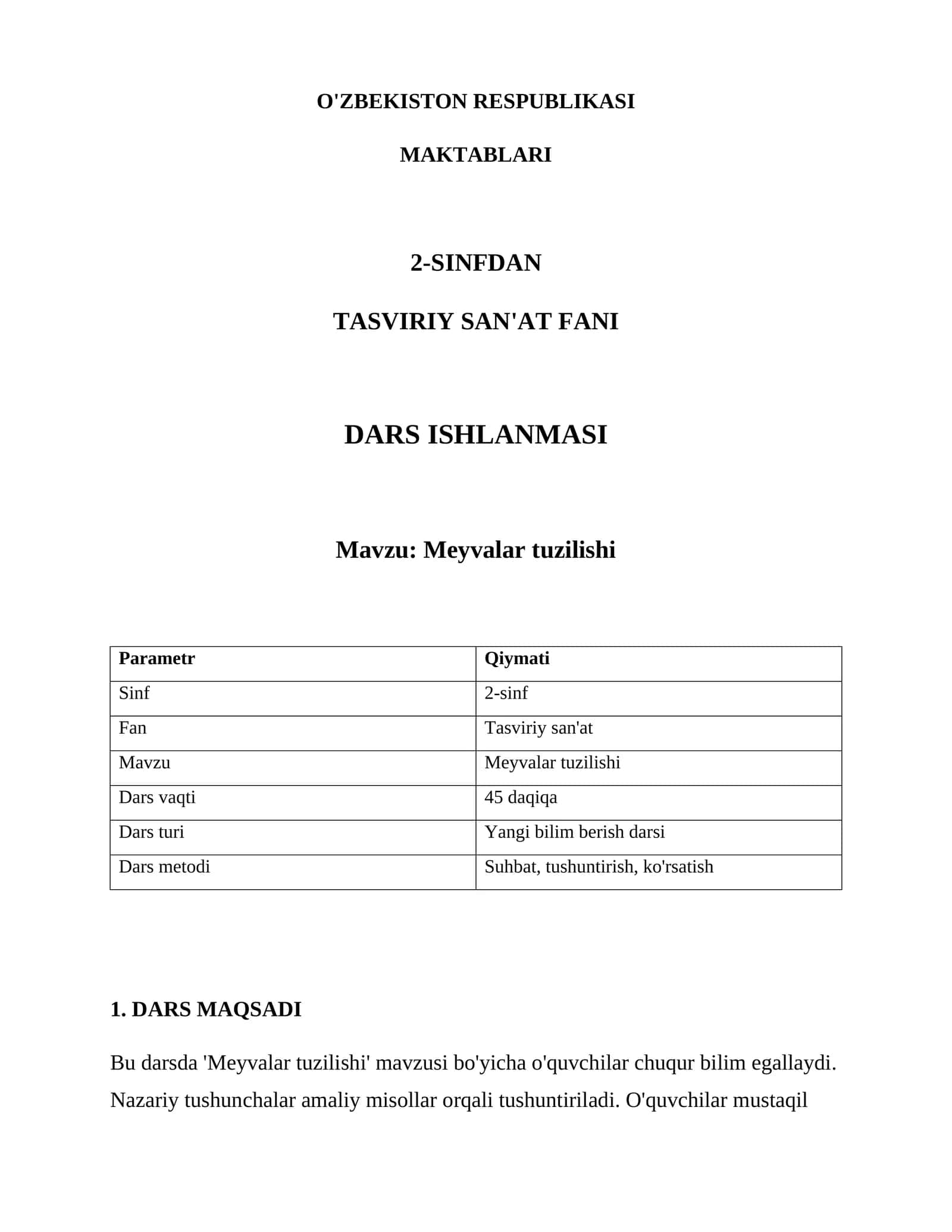 Mevalar tuzilishi