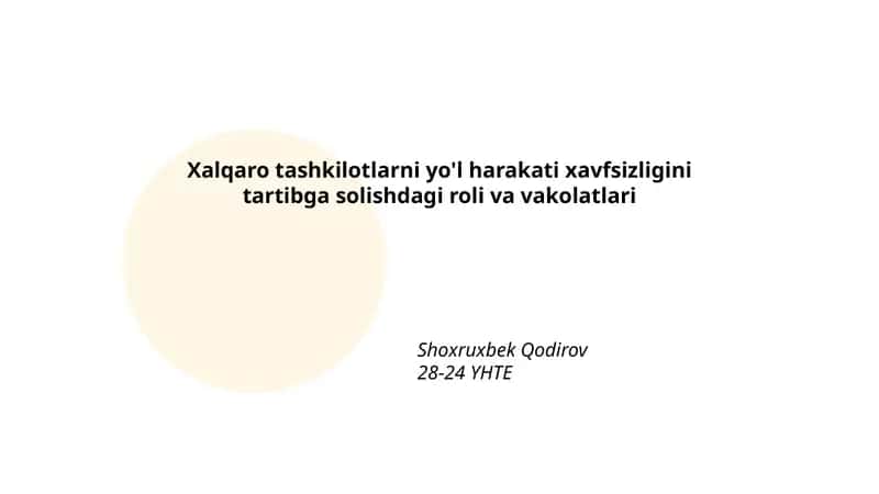 BMTning yo‘l harakati xavfsizligini tartibga solishdagi roli va vakolatlari