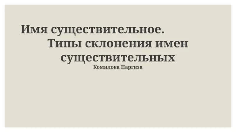 Имя существительное. Типы склонения имен существительных