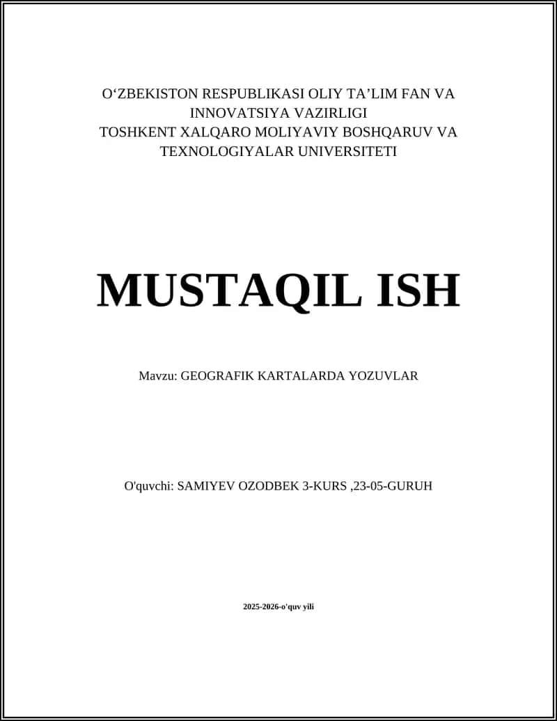 GEOGRAFIK KARTALARDA YOZUVLAR