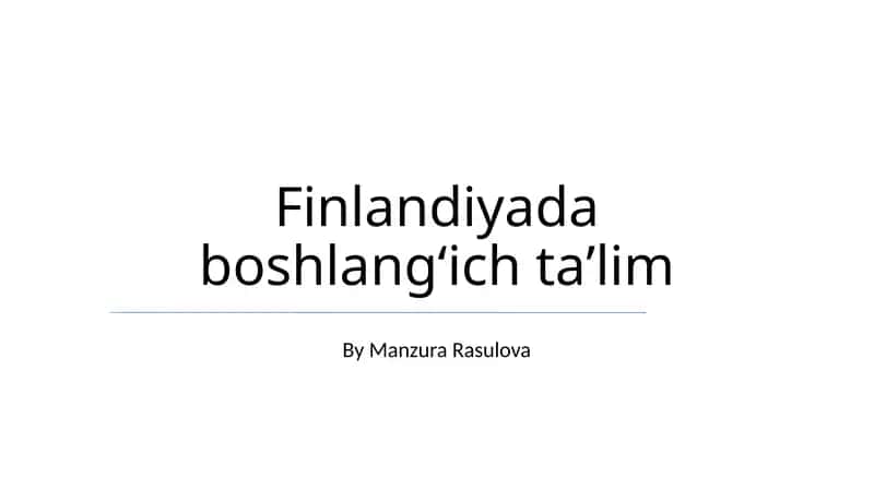 Finlandiyada boshlangʻich taʼlim