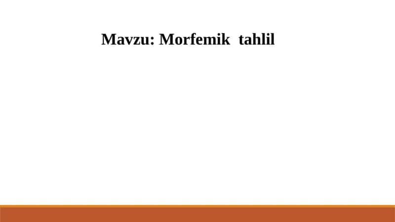 Morfemik tahlil