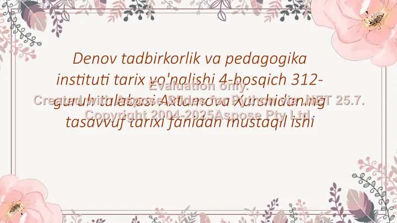 Jaloliddin Rumiy-Mavlaviya tariqati asoschisi