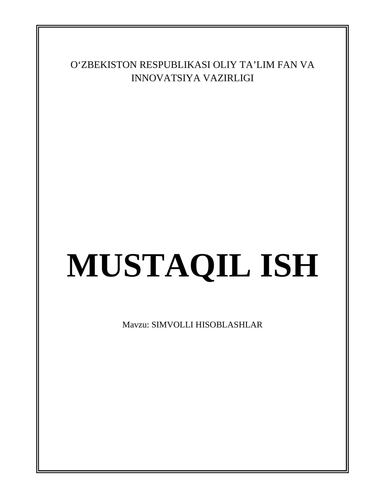 SIMVOLLI HISOBLASHLAR