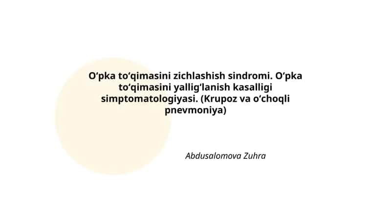 Oʻpka toʻqimasini zichlashish sindromi