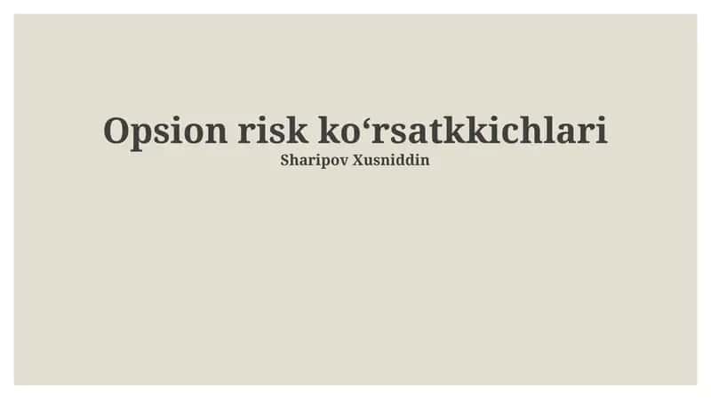 Opsion risk ko'rsatkichlari