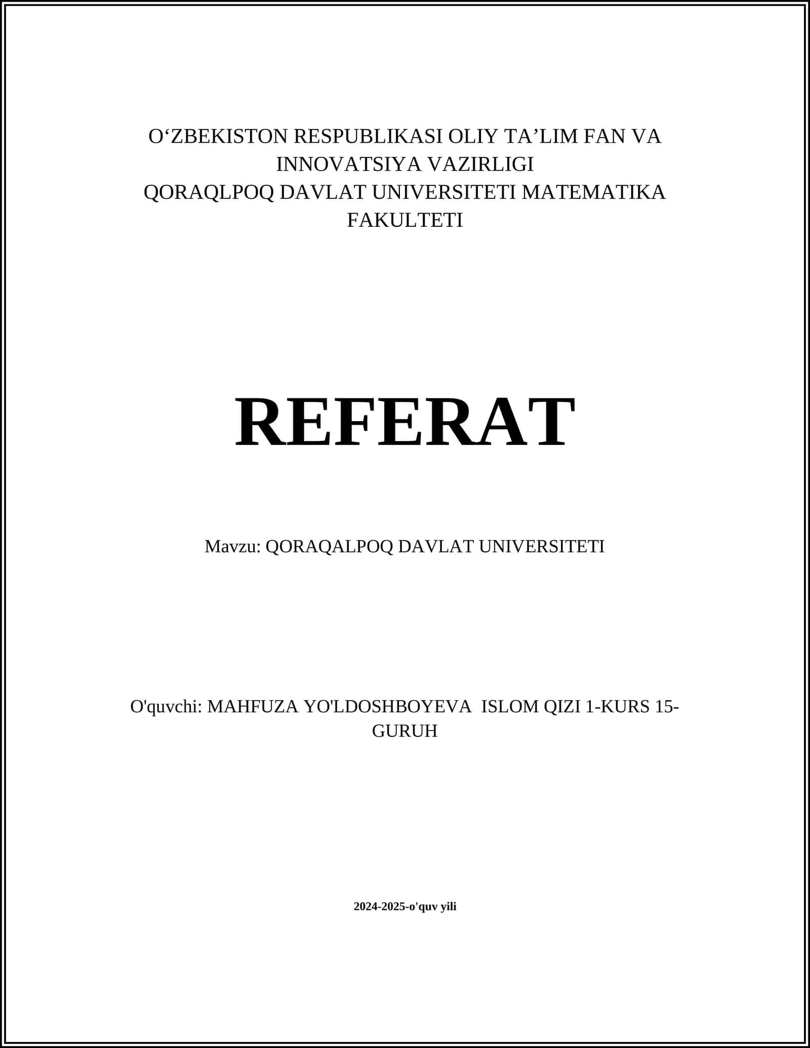 QORAQALPOQ DAVLAT UNIVERSITETI