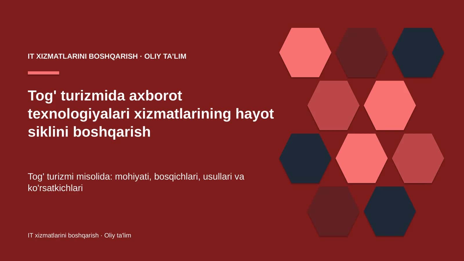 Tog' turizmida axborot texnologiyalari xizmatlarining hayot siklini boshqarish