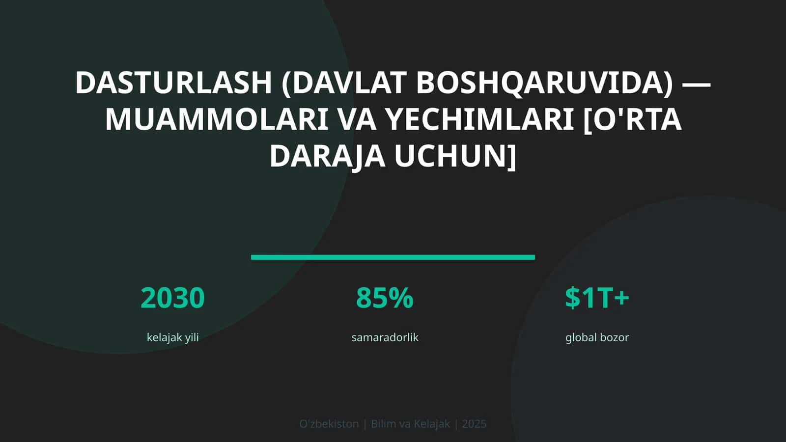 Dasturlash (davlat boshqaruvida) — muammolari va yechimlari [o'rta daraja uchun]