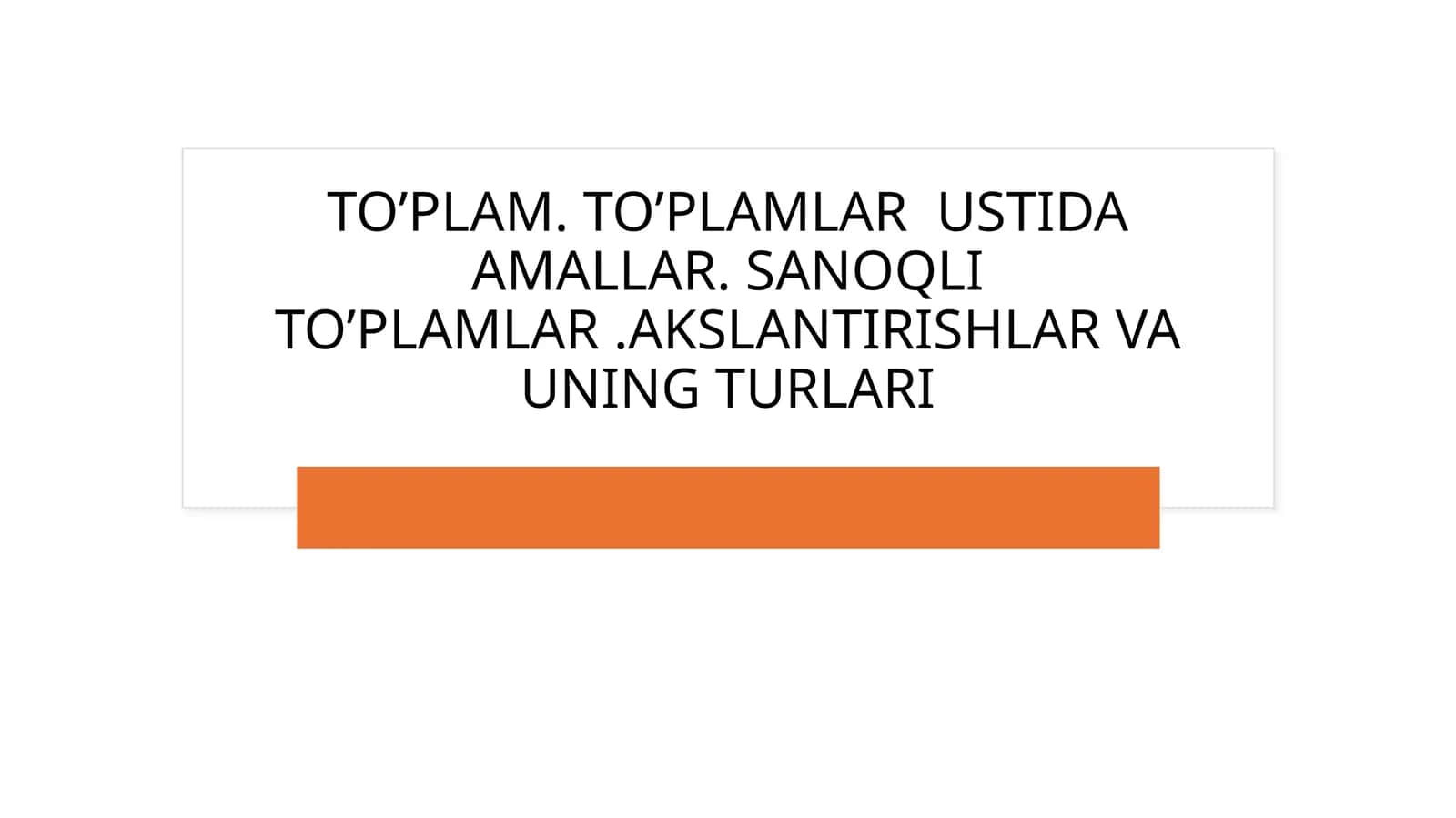 Sanoqli to'plamlar