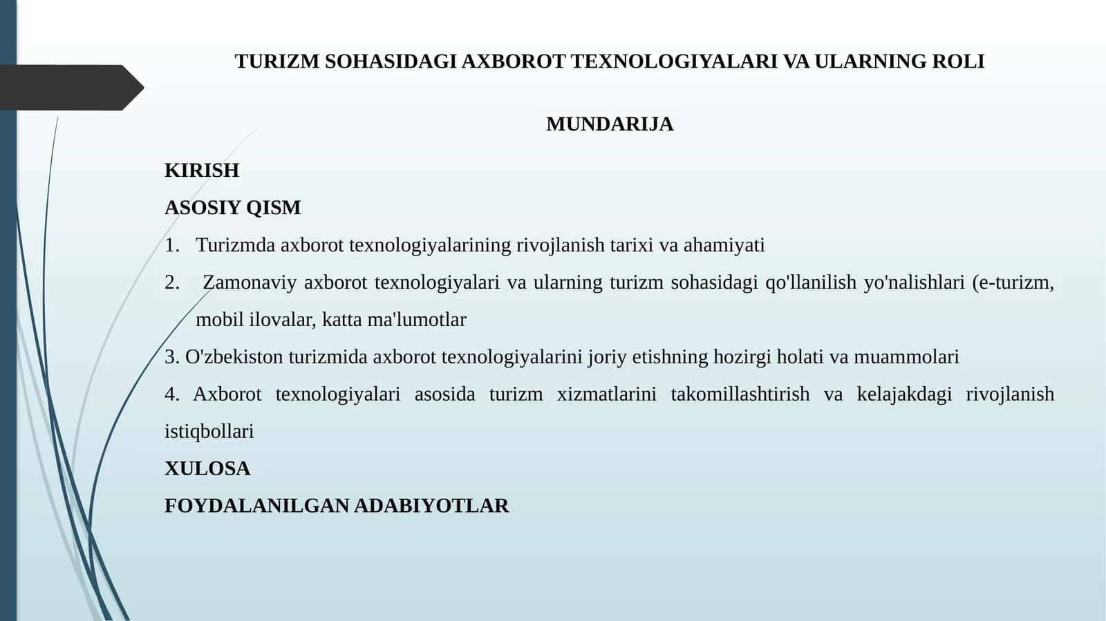 TURIZM SOHASIDAGI AXBOROT TEXNOLOGIYALARI VA ULARNING ROLI