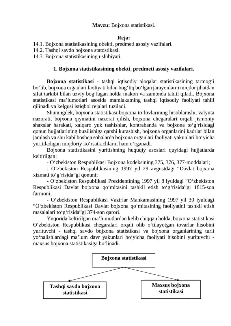 Bojxona statistikasi