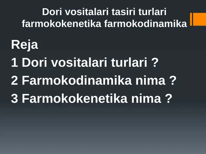 Dori vositalari tasiri turlari 1