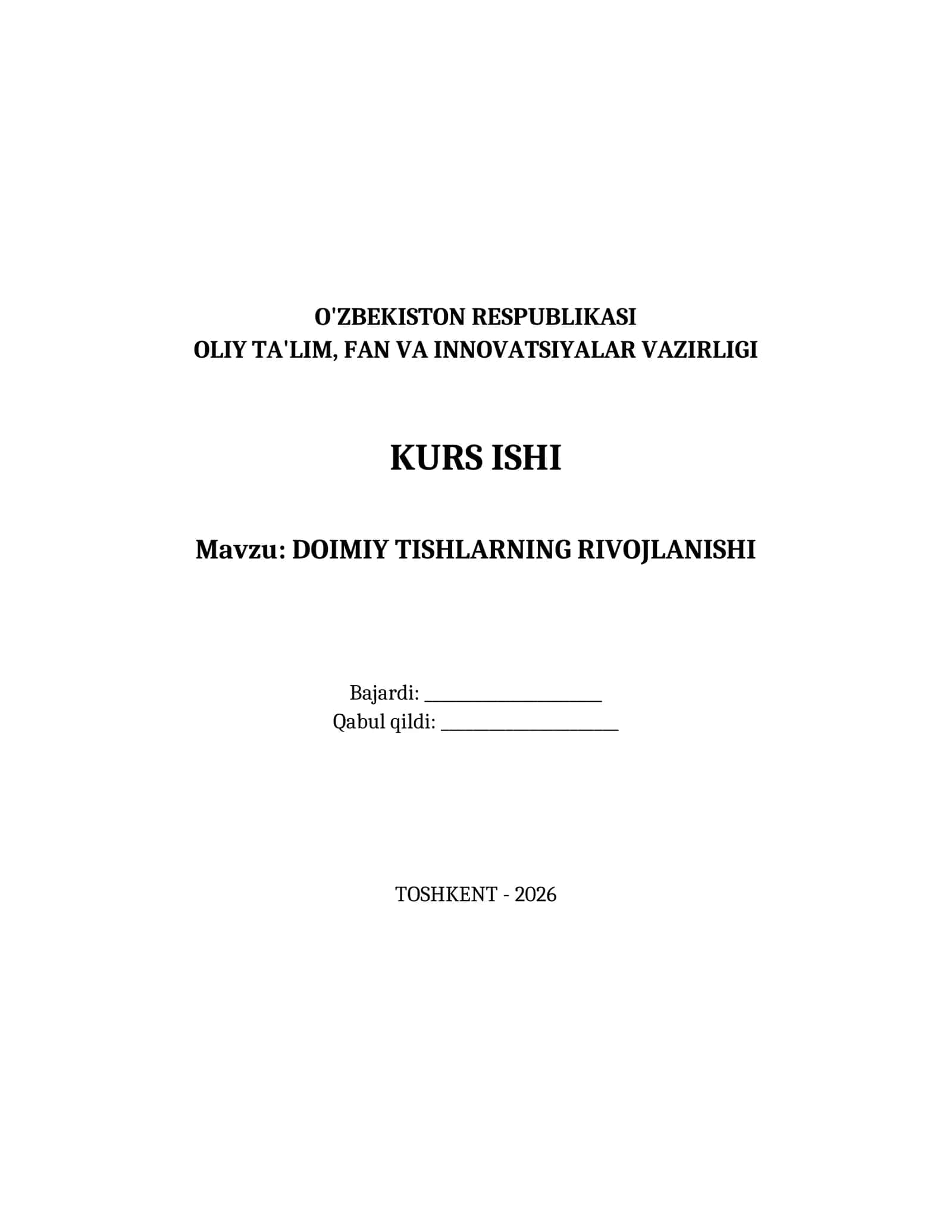 DOIMIY TISHLARNING RIVOJLANISHI