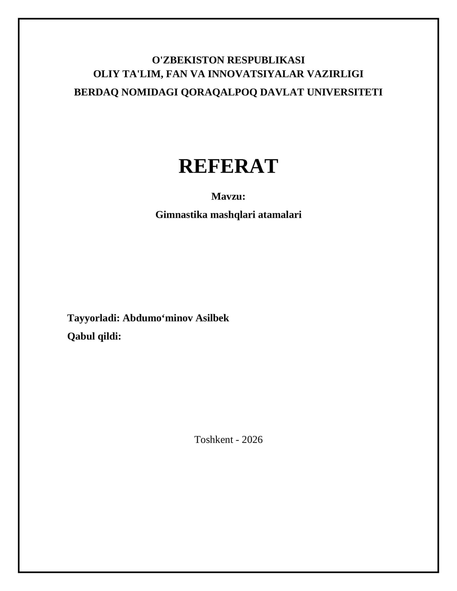 Gimnastika mashqlari atamalari