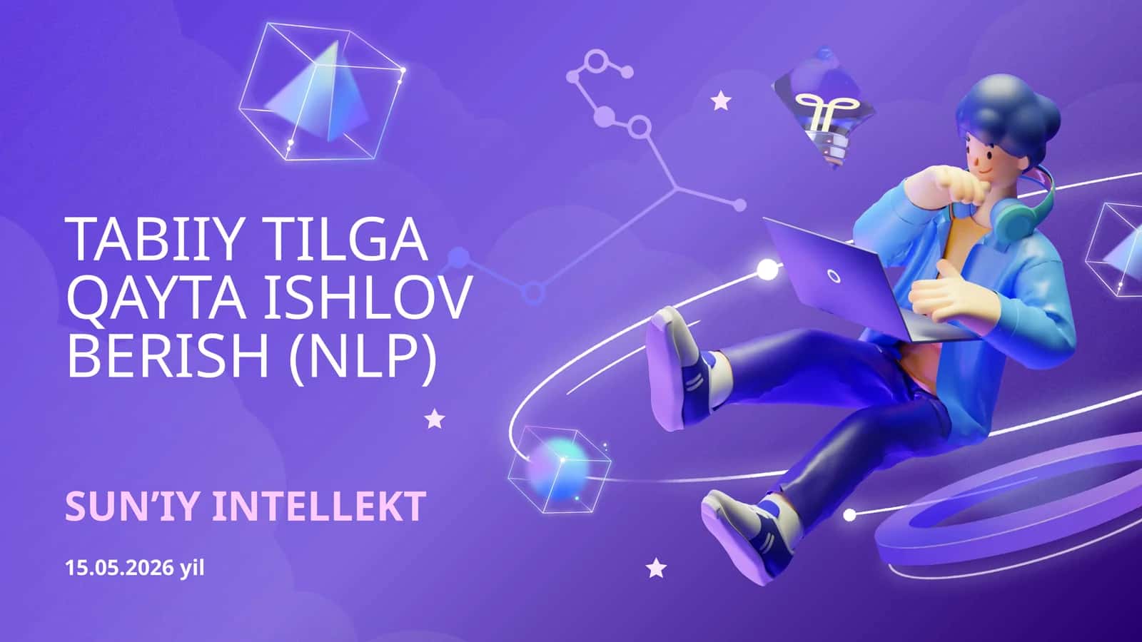 Sun’iy Intellekt va Tabiy Tilni Qayta Ishlash (NLP) mavzusida tayyor PowerPoint taqdimot.