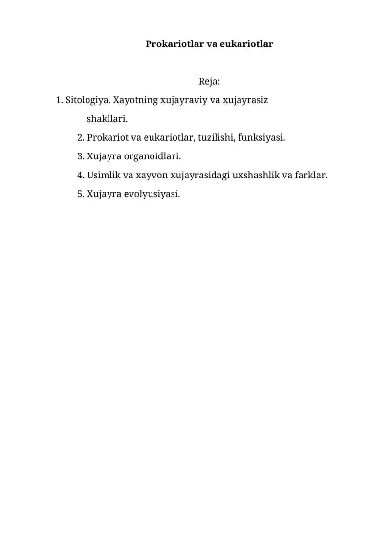 Prokariotlar va eukariotlar