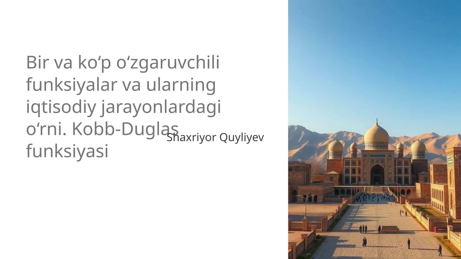 Bir va ko‘p o‘zgaruvchili funksiyalar va ularning iqtisodiy jarayonlardagi o‘rni