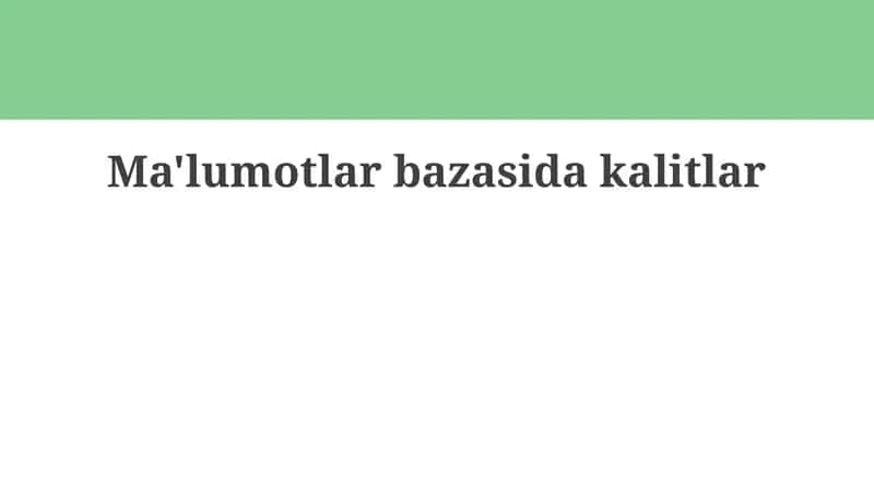 Ma'lumotlarbazasidakalitlar