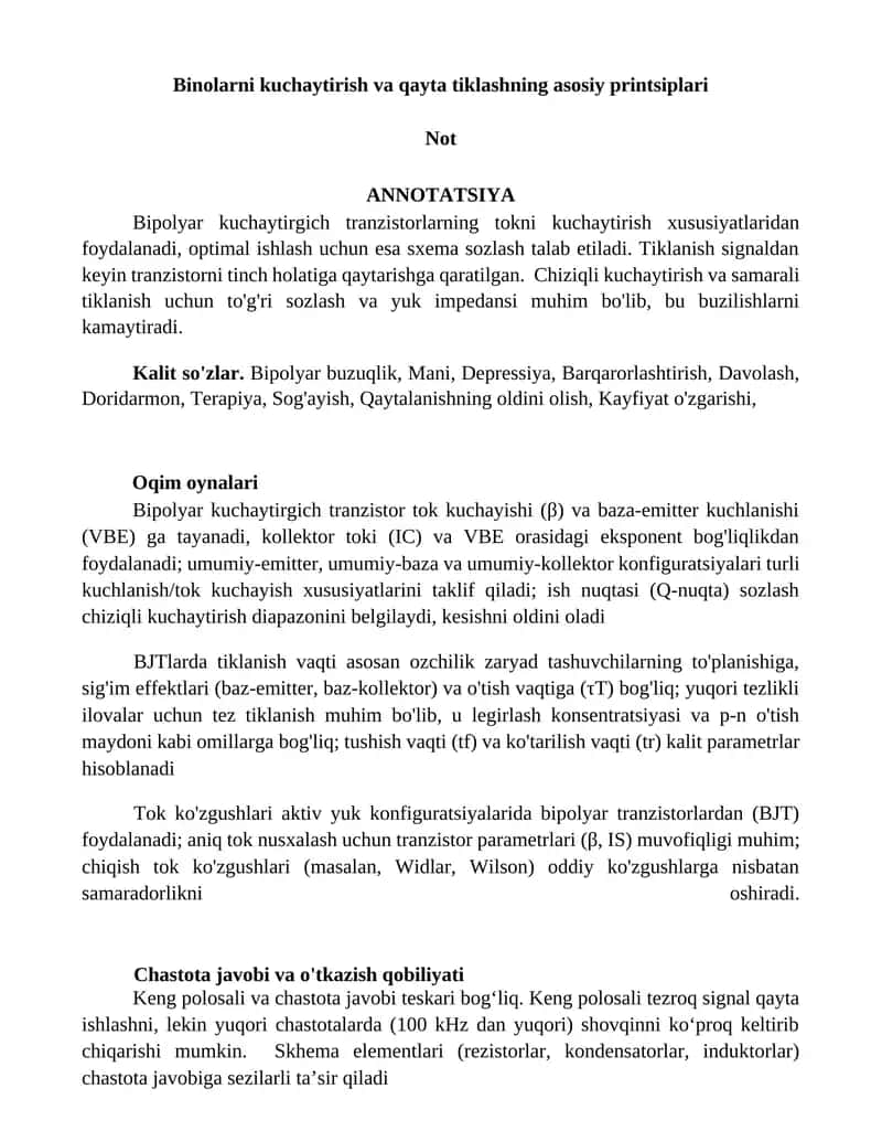 Bipolyar kuchaytirgich tranzistorlar