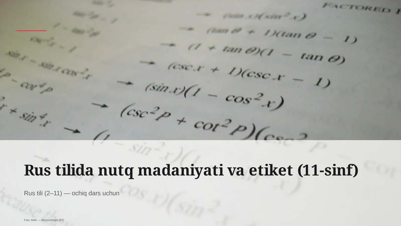 Rus tilida nutq madaniyati va etiket (11-sinf)