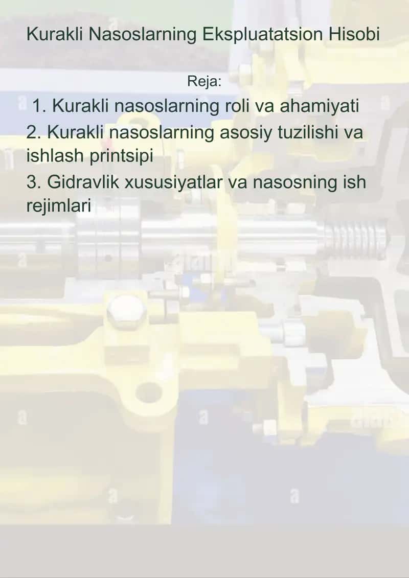 Kurakli Nasoslarning Ekspluatatsion Hisobi