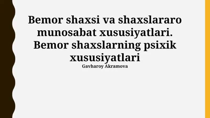 Davolash jarayoniga ta'siri