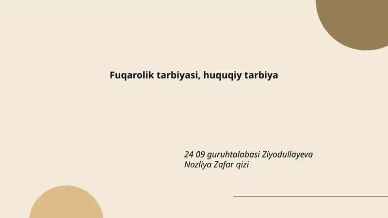Fuqarolik tarbiyasi, huquqiy tarbiya