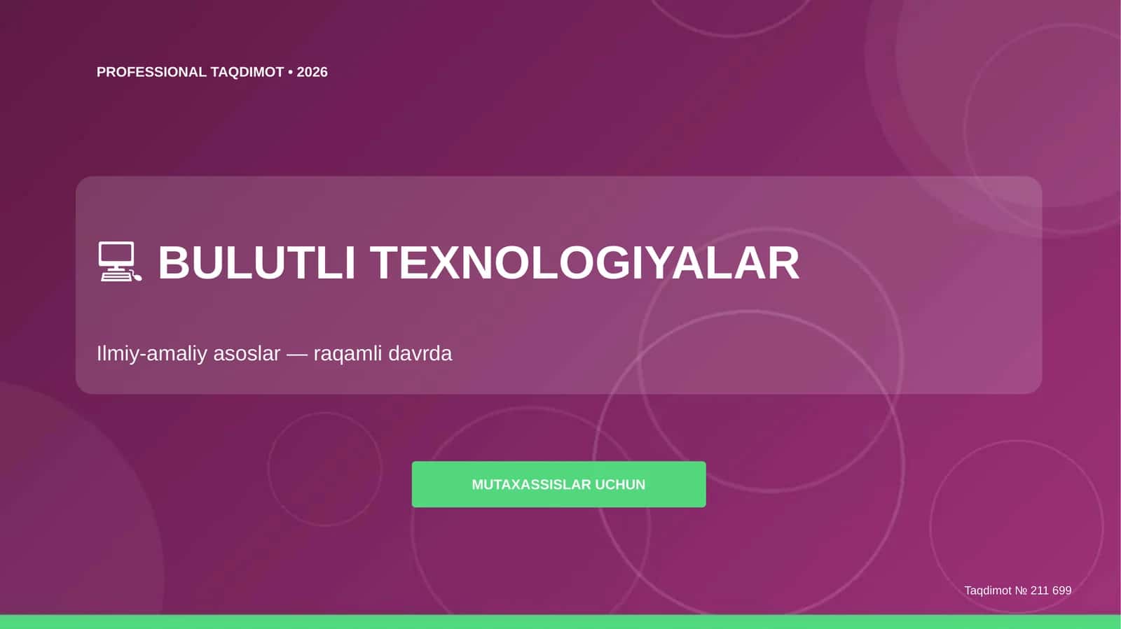Bulutli texnologiyalar: ilmiy-amaliy asoslar